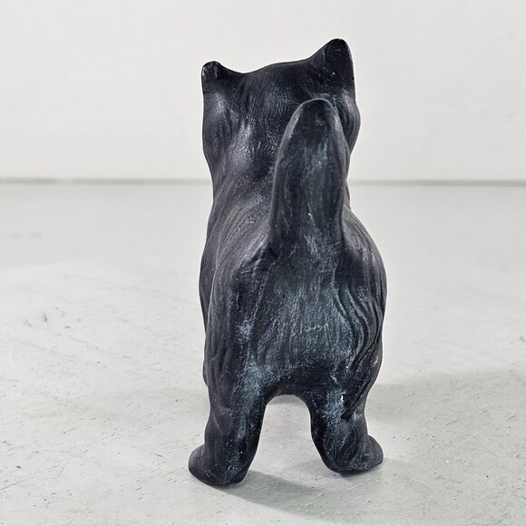 Vintage Black Cat Figurine Signed Cindy Hand Painted Green Eyes *Flaws* - Picture 4 of 10